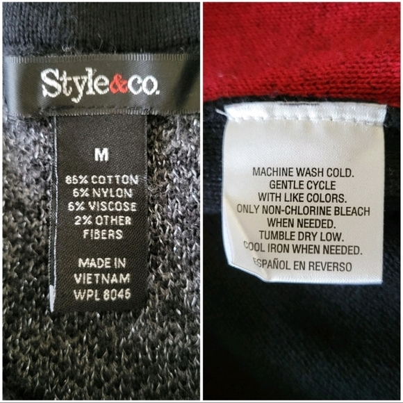 Style & Co Women's Knit Boho Patchwork A-Line Tunic Top Size M Red Black Silver - Picture 3 of 7